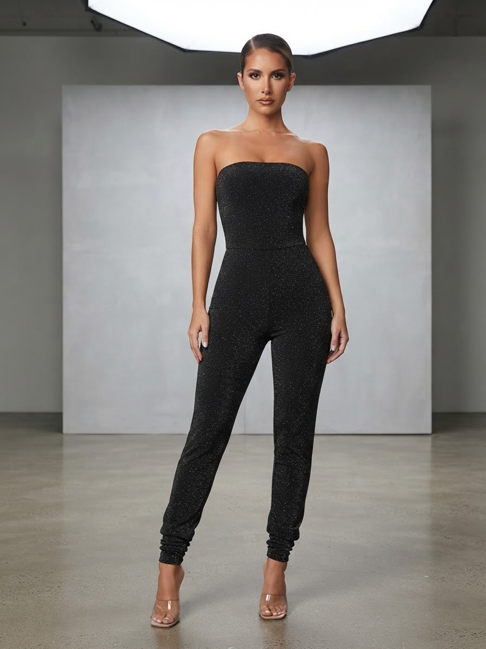 Strapless Black Sparkle Jumpsuit